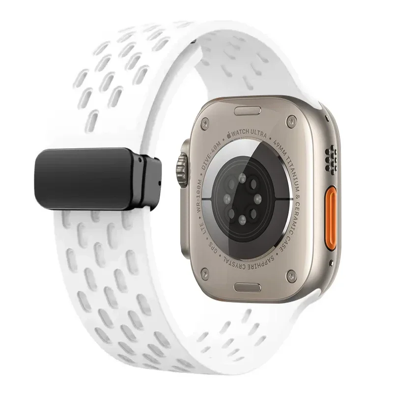 Bracelet magnétique pour Apple watch ultra 2, 49mm 44mm 45mm 40mm 41mm 42 38 45mm, Bracelet en Silicone iWatch série 9 7 8 se 6 5 3