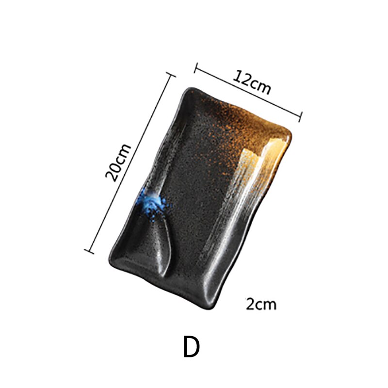 RUX WORKSHOP Japanese Style Sushi Plate Ceramic Dessert Fruit Plate Cake Square Flat Dinner Plate Tableware: D