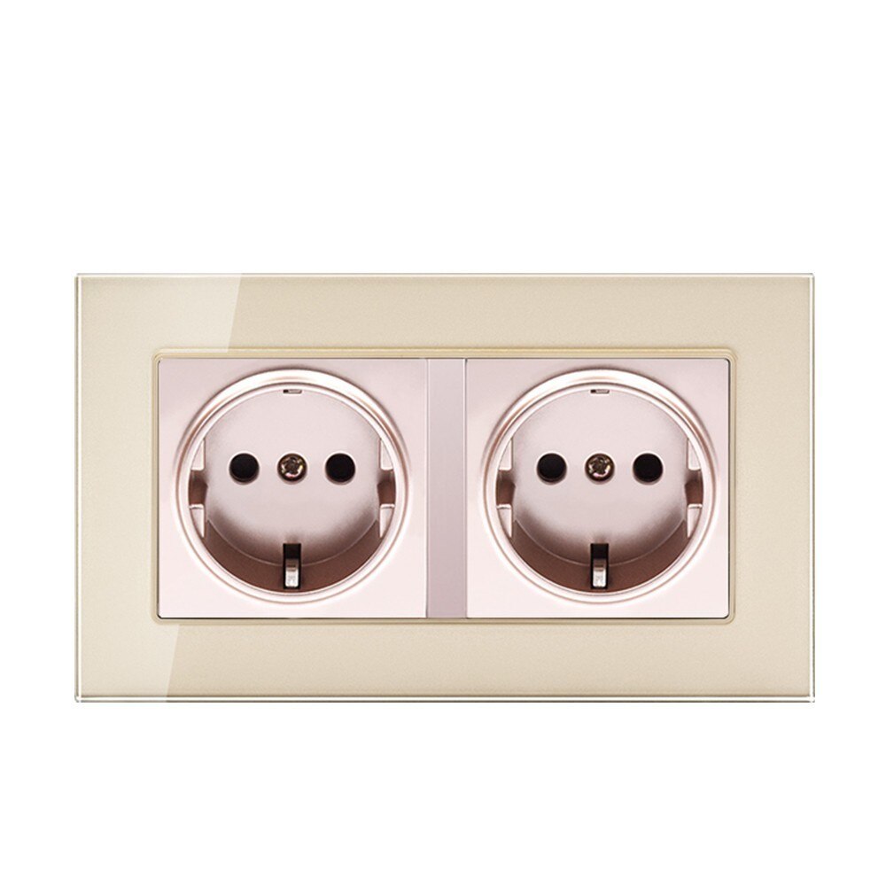 Wall Crystal Glass Panel Power Germany Socket Grou... – Grandado