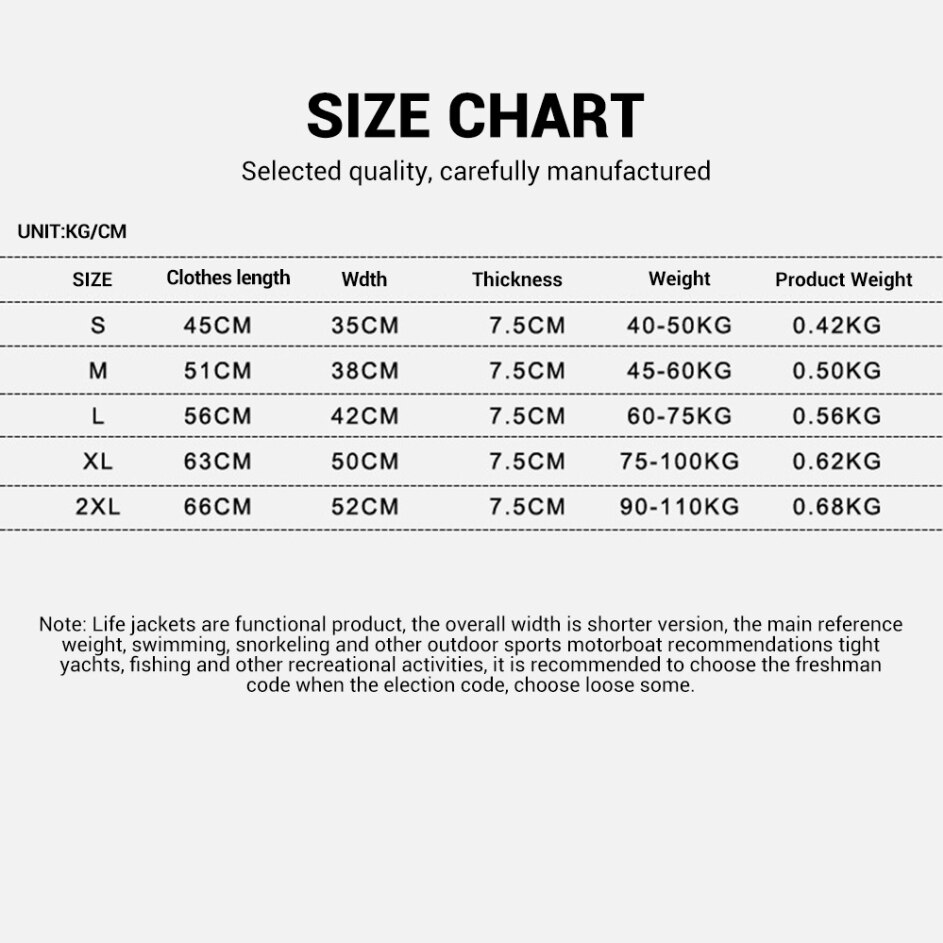 Surf Life Jacket Adults Vest Kayak Wakeboard Life Vest Motorboats Raft Rescue Boat Drifting Jet Ski Water Sports Swimming Rescue