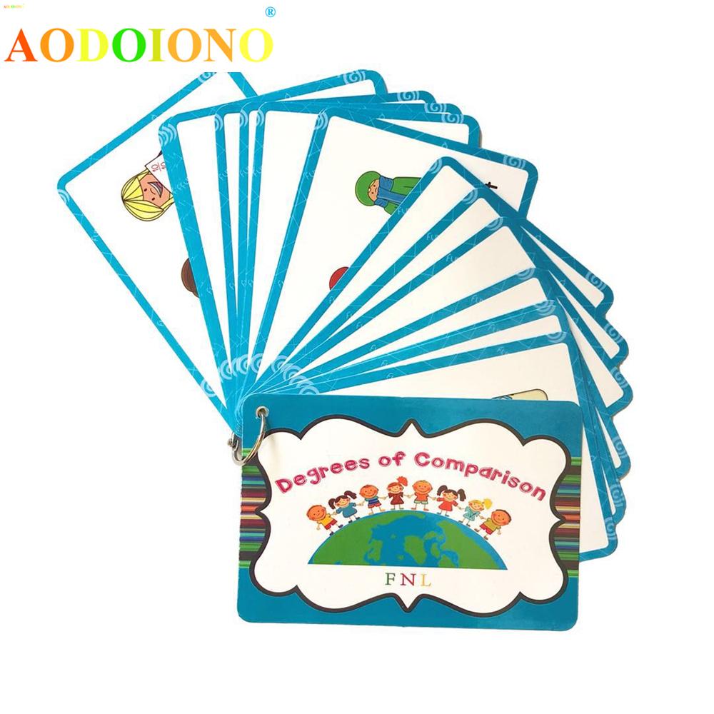 38pcs English Adjectives Original Level Comparison Level Change Rules Cards Toy Enlightenment Card Classroom Teaching Aids