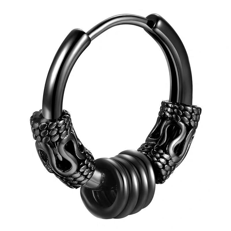 Cool Punk orecchini da uomo Hip-Hop in acciaio inossidabile orecchini pendenti rotondi per orecchini da uomo gioielli in argento placcato per regali: 6
