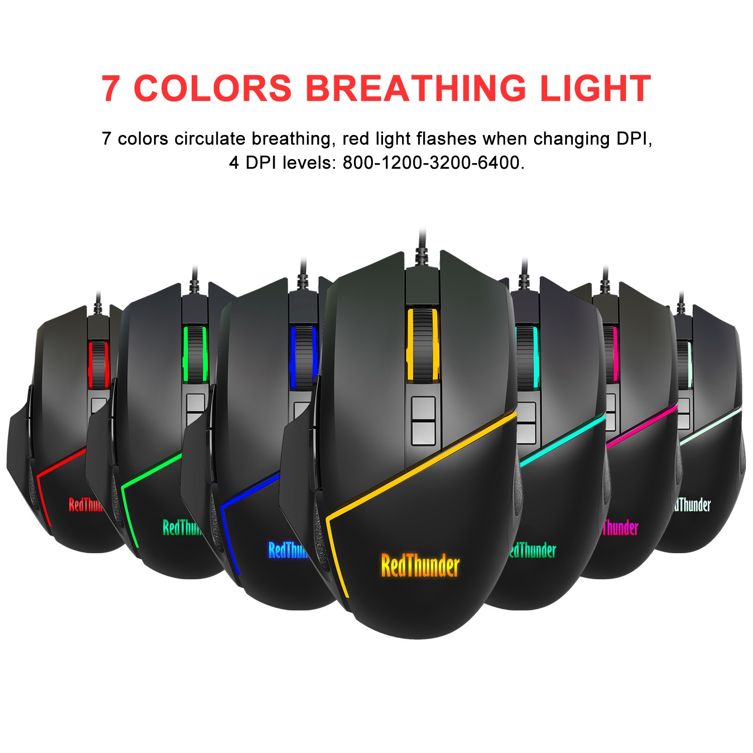 RedThunder – clavier et souris de jeu mécaniques à une main, 6400DPI, rétroéclairage rvb arc-en-ciel, ergonomique pour PC, PS4, XBOX Gamer