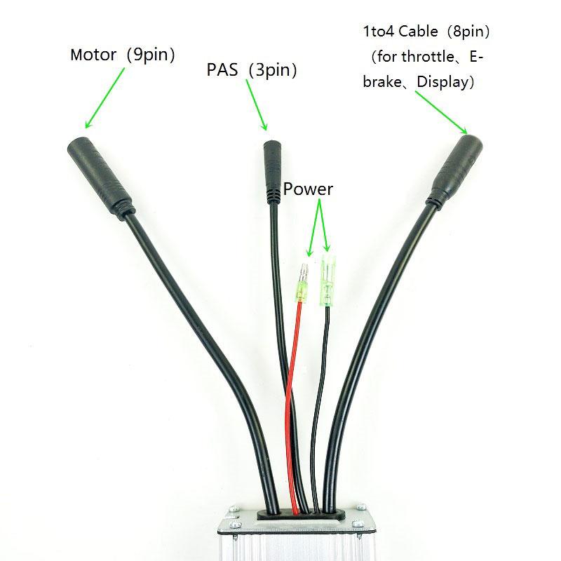 Een Dag Elektrische Fiets 36 V/48 V 17A Vierkante Wave Kt Controller Voor Ebike 250 W/350 W motor Wiel Met Sm Wp Plug En Licht Lijn