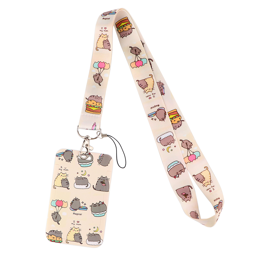 Cordón de animales Kawaii para llaves, USB, tarjeta de identificación de gimnasio, soporte para insignia, llavero, Collar, cordones de cuerda colgantes DIY, correas para teléfono móvil: Plata / Gris