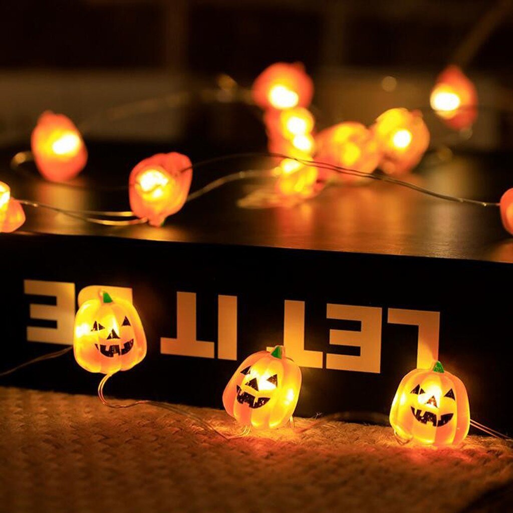 1 Set Pompoen 10 Led String Lights Halloween Decoratie Verlichting Warm Wit Halloween Woondecoratie Meubi # T3