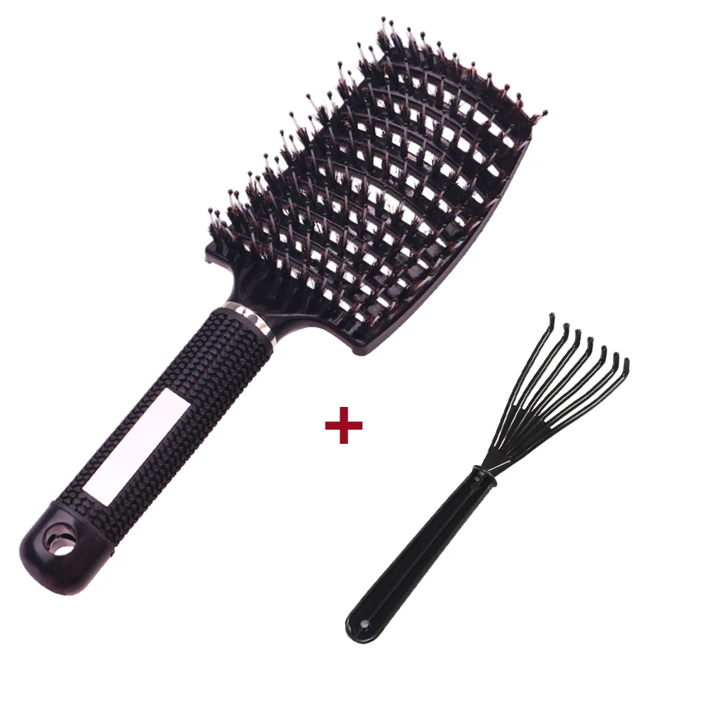 Hair Scalp Massage Comb Bristle Nylon Hairbrush Wet Curly Detangle Anti-Static Hair Brush Salon Hairdressing Style: Blue
