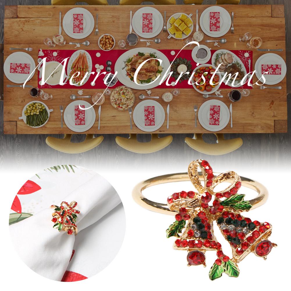 Metalen Kerst Bel Servetringen Prachtige Servet Gesp Voor Bruiloft Banket Hotel Tafel Levert Cirkel Decoratie