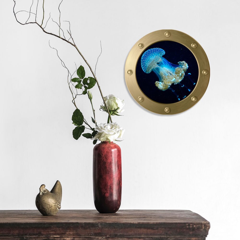 Submarine Window Wall Decal 3D Jellyfish Sticker For Baby Living Room Bedroom Underwater World Jellyfish Home Decoration Sticker