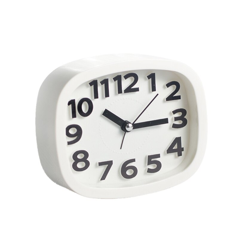 Mini Despertadores silenciosos con batería para niños, mesa de noche, escritorio, decoración del hogar, , cuadrado, portátil, colores caramelo: White