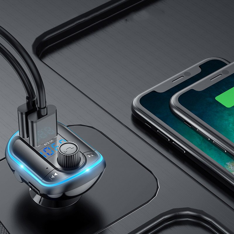 Car Wireless Bluetooth FM Transmitter Radio Adapter Kit MP3 Player 2 Port USB Car Charger LED Display Mobile Phone Charge In Car