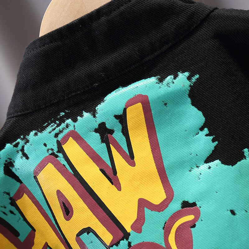 NEUE Frühling Herbst gutaussehend Jungen Jacken Graffiti oben Graben Mantel Langarm freundlicher Outwear Straße Junge Mann Coole Kleidung