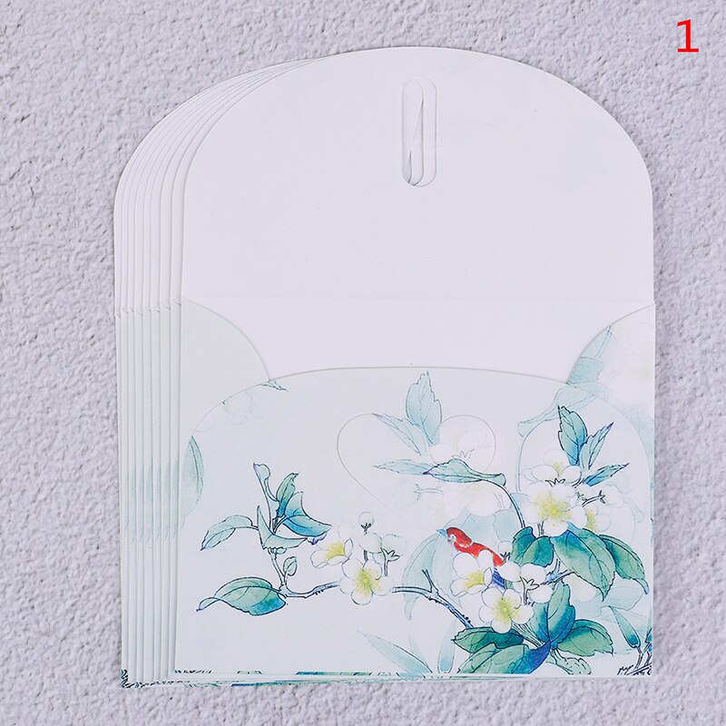 10 juegos de Sobres de papel con flores estilo chino clásico para cartas, papelería creativa, tarjetas postales de papel, tarjetas de papel, álbumes de recortes