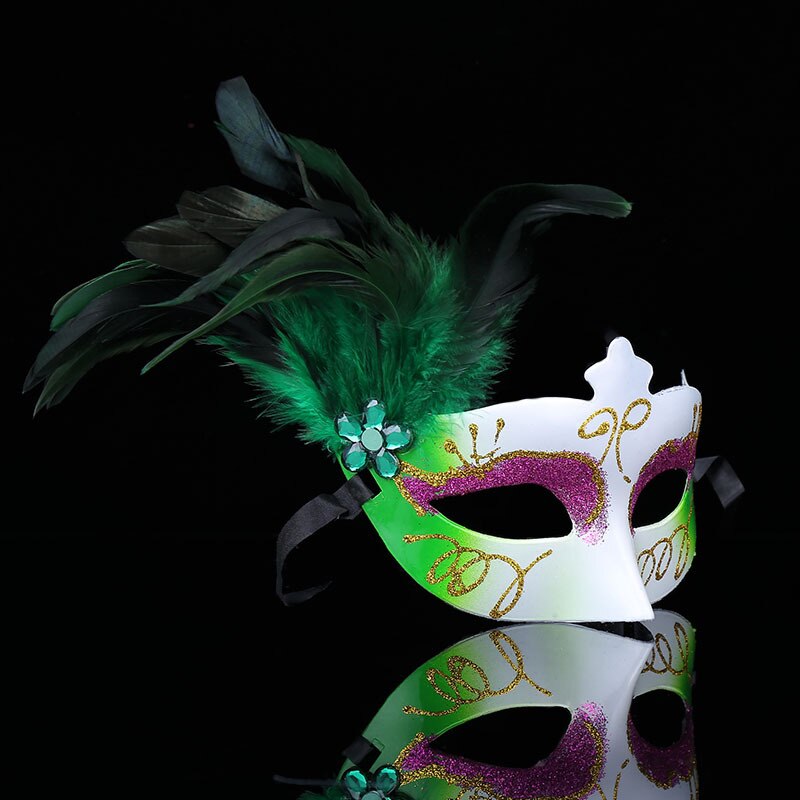 FAROOT Masquerade Ball feather Mask Halloween Costume Birthday Graduation Prom Party Lady Plastics Ball MASK: B