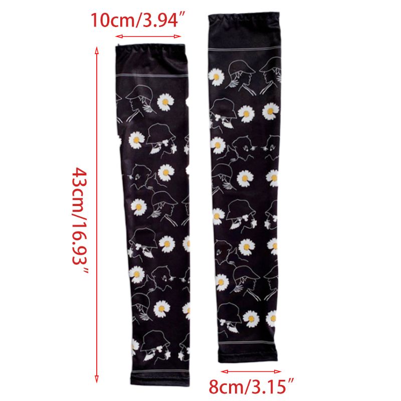 Unisex sommer solcreme arm ærmer søde daisy blomster jordbær print uv beskyttelse is silke kørsel fingerløse handsker: 6