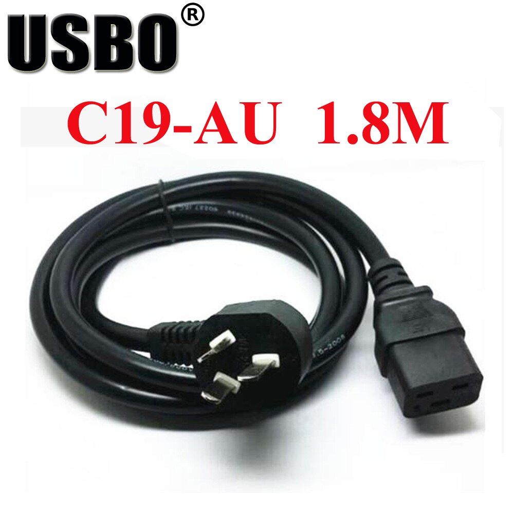 Black 1.8M Copper CE certificed Australia standard extension cord 16A elbow AU to C19 PDU/UPS server AC power cable