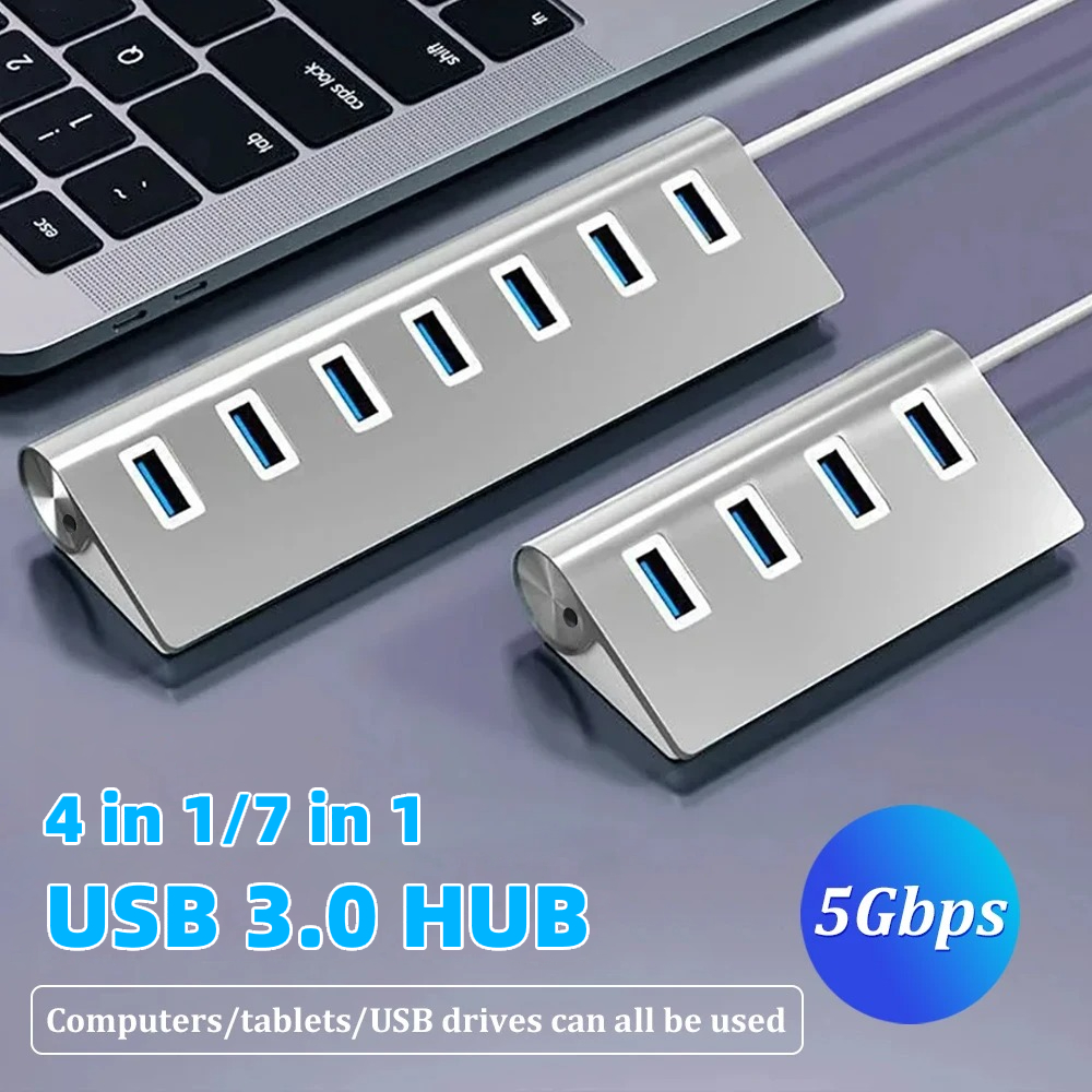 5Gbps High Speed USB 3.0 HUB 4/7Port USB 3.0 Port OTG Aluminum USB Splitter Docking Station Expander for Laptop Computer PC