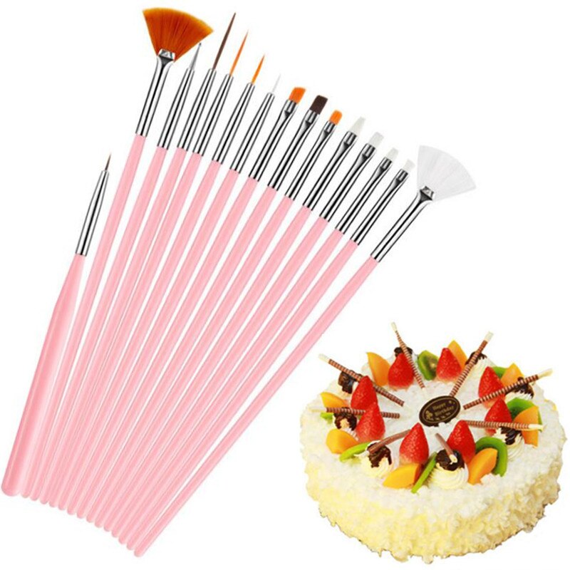 15Stck Kuchen Dekorieren Werkzeuge Backen Stift Zubehör Multifunktions Glasur Gebäck Pinsel Fondant Kuchen Malerei Pinsel Nagel Pinsel Stift