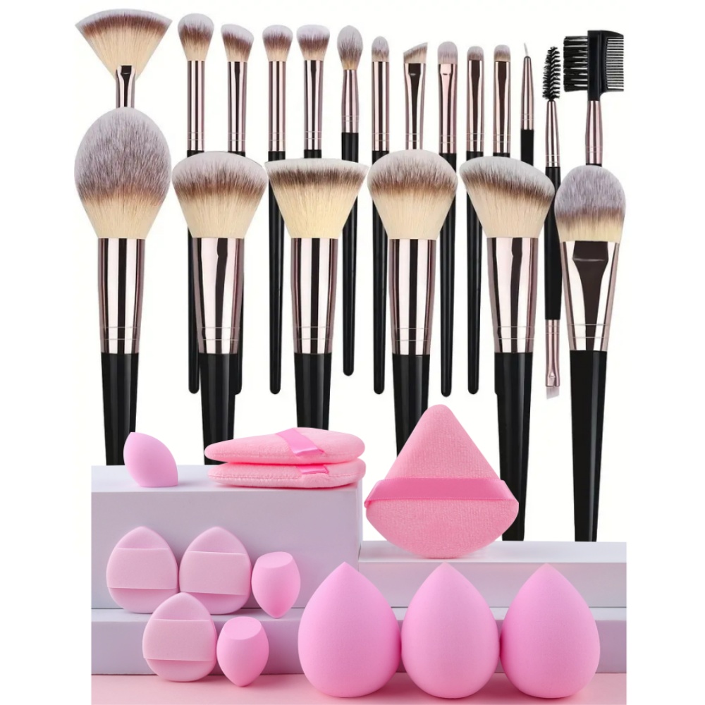 Juego de brochas de maquillaje para mujer, 3-20 piezas, base, sombra de ojos, colorete, resaltador, corrector, herramienta de belleza femenina, esponjas de belleza, esponjas para pulgar: Azul