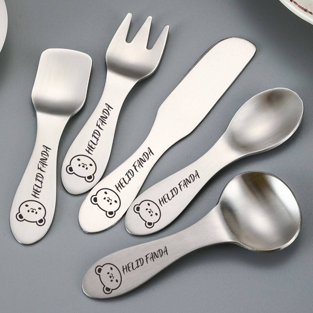 WORTHBUY 304 Edelstahl Geschirr einstellen für freundlicher Mini Eis Nachtisch Löffel Gabel Messer Küchen geschirr freundlicher besteck
