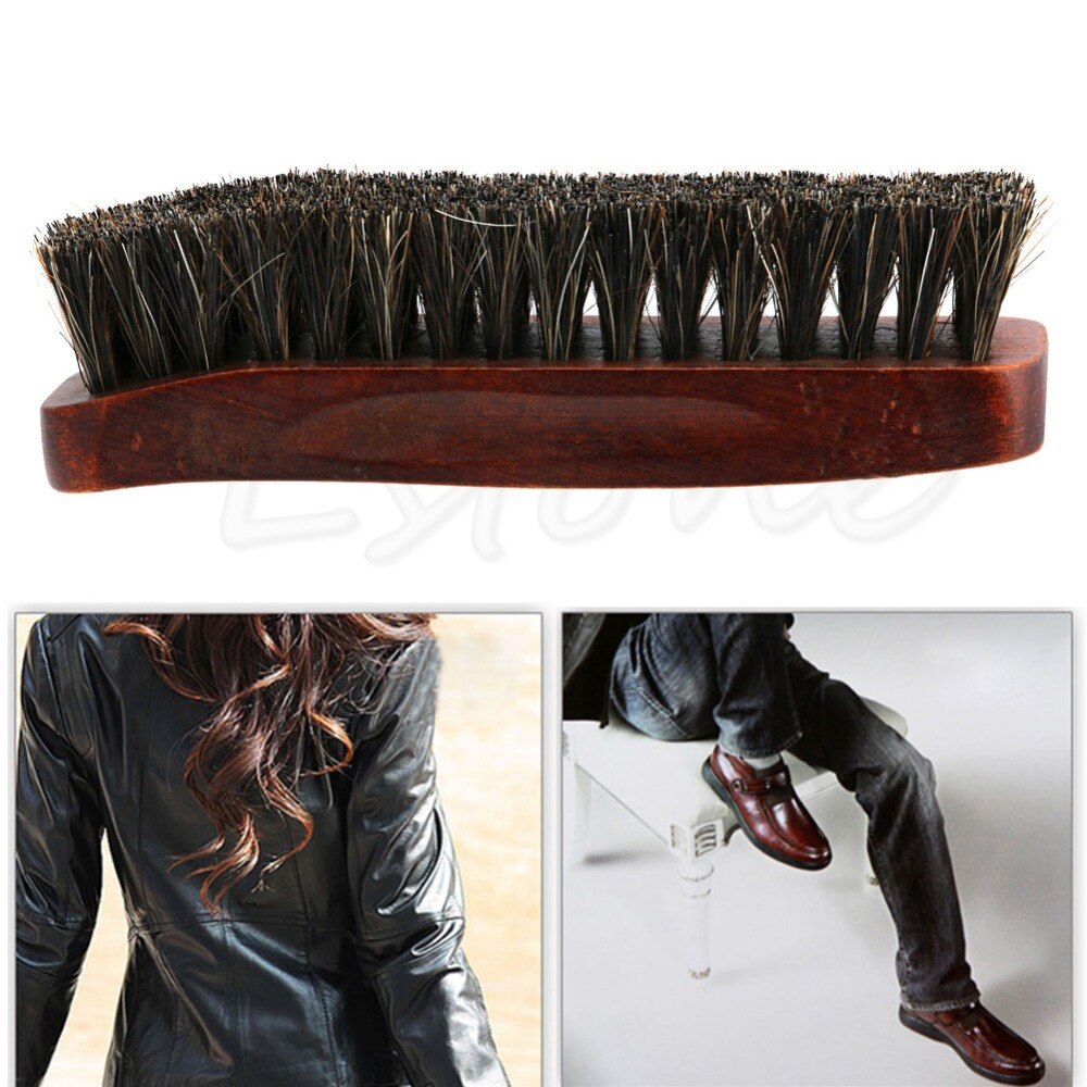 Praktische Paard Haar Professionele Schoen Shine Polish Buffing Brush Houten bruine schoen borstel thuis cleaning tools Sneakers Schoen