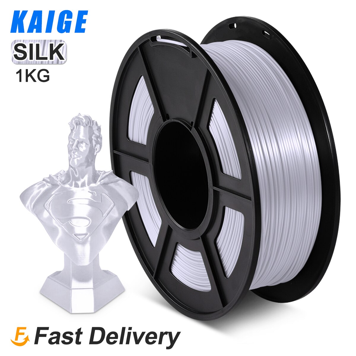 Pla filament pla silk 3d printer filament effect 1kg 1.75mm -/+ 0..02mm 2.2 lbs zijde textuur navullingen biologisch afbreekbaar materiaal zwart: Zijde-zilver