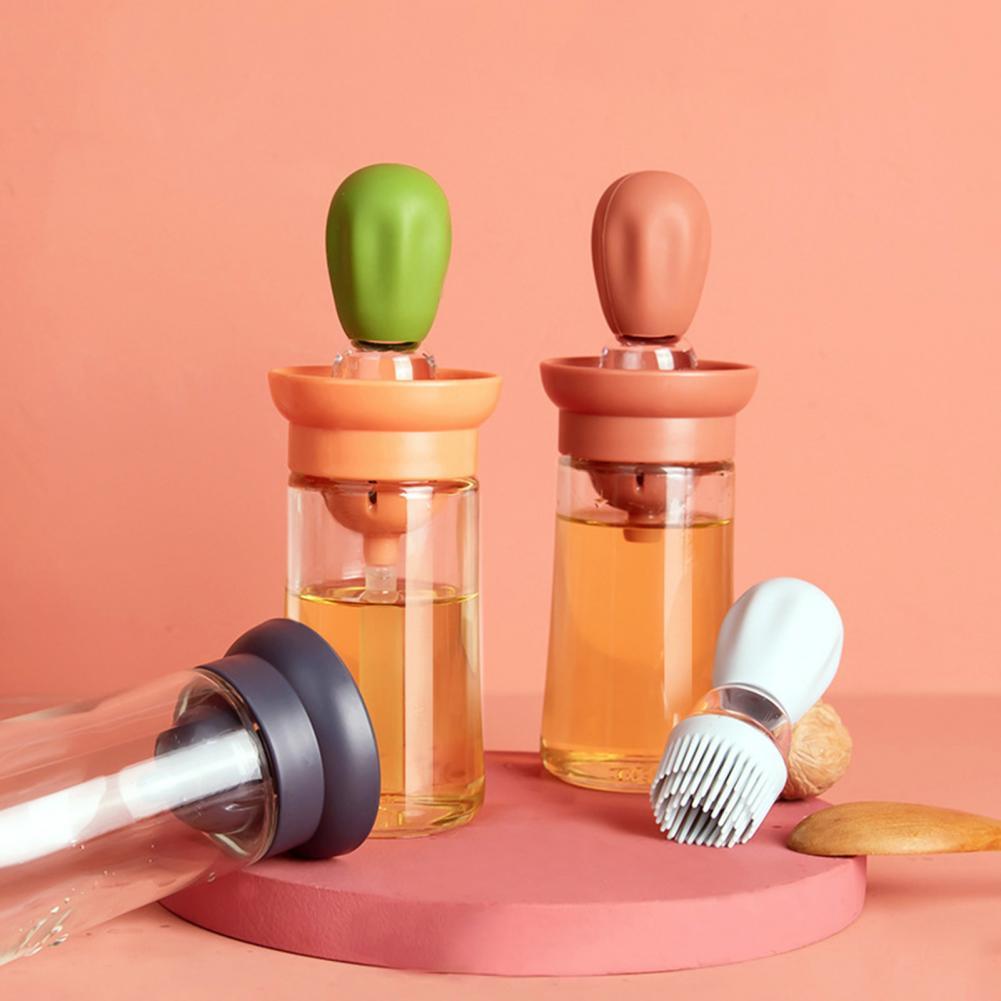 Space-saving Oil Container Bottle Easy to Carry with Silicone Brush Ergonomic Multi-purpose Oil Dispenser Bottle