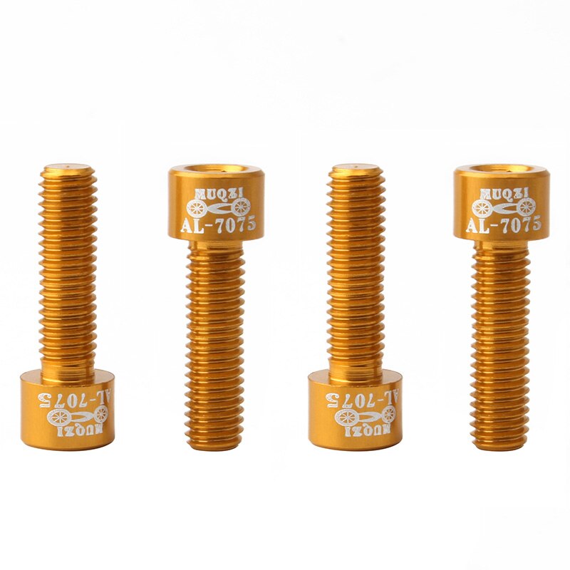 Muqzi-parafuso de haste de bicicleta m5 x 17mm, 4 peças, ultraleve, liga de alumínio 7075, peças fixas para guidão de montanha e estrada: Gold 4pcs