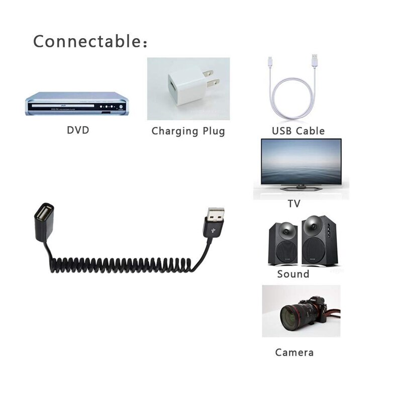 Spiral Coiled USB A male to A female adapter adaptor Cable 1M 3FT