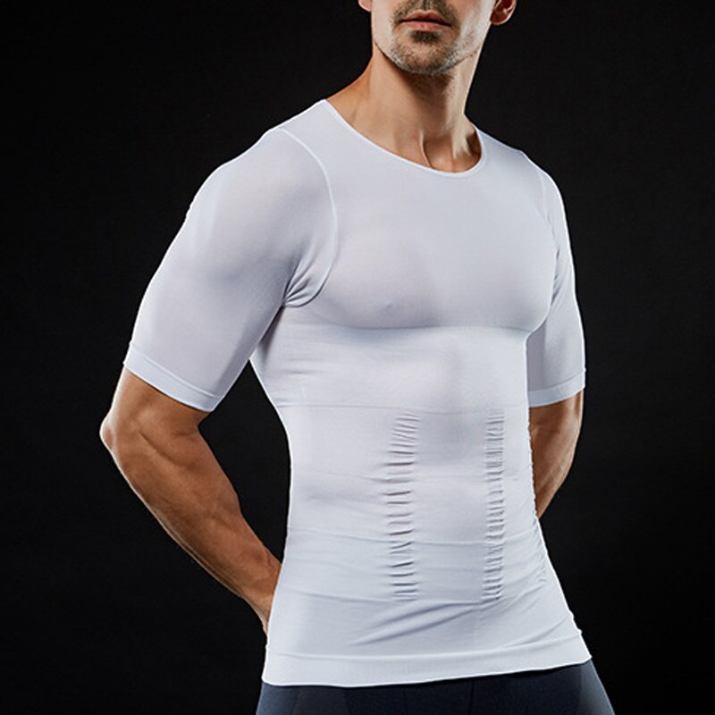 Men Compression T-Shirt Body Shaper Slimming Tops Elastic Muscle Tank Shapewear FK88