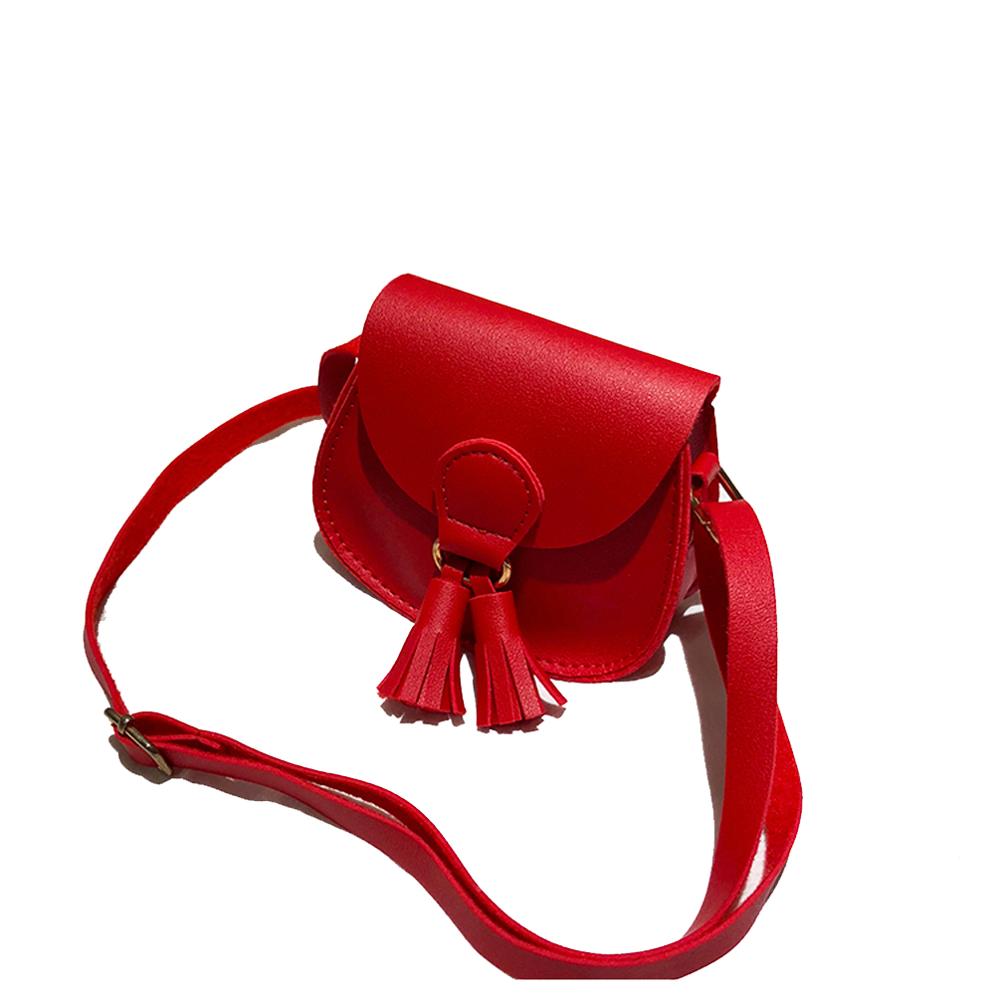 Kids Girls Toddler Mini Shoulder Purse Crossbody Bag with Tassel: Red