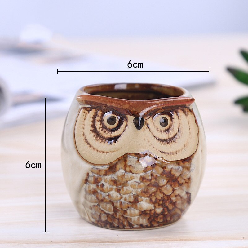 6 stk / sæt keramisk uglepotte saftige planter kaktus blomsterpotte beholder planter bonsai potter  h99f