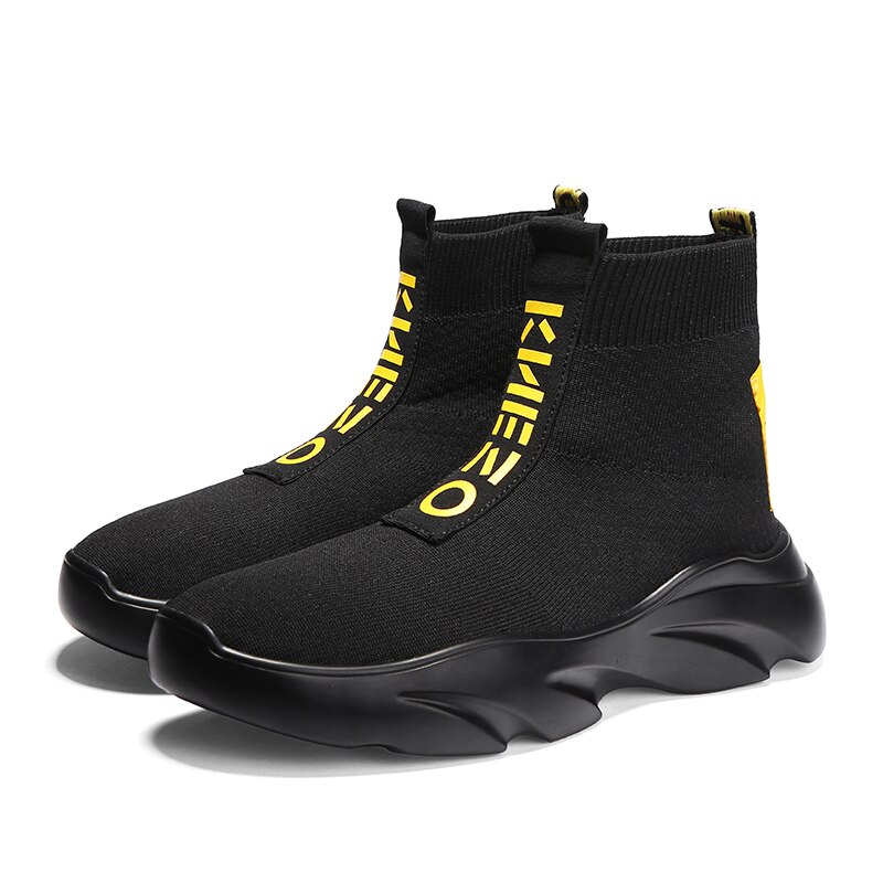 Schoenen Voor Mannen Sneakers Casual Mannen Sok Schoenen Ademend Tenis Masculino Adulto Hoge Top Man Trainers Zapatos Hombre Sapatos: Black / 42