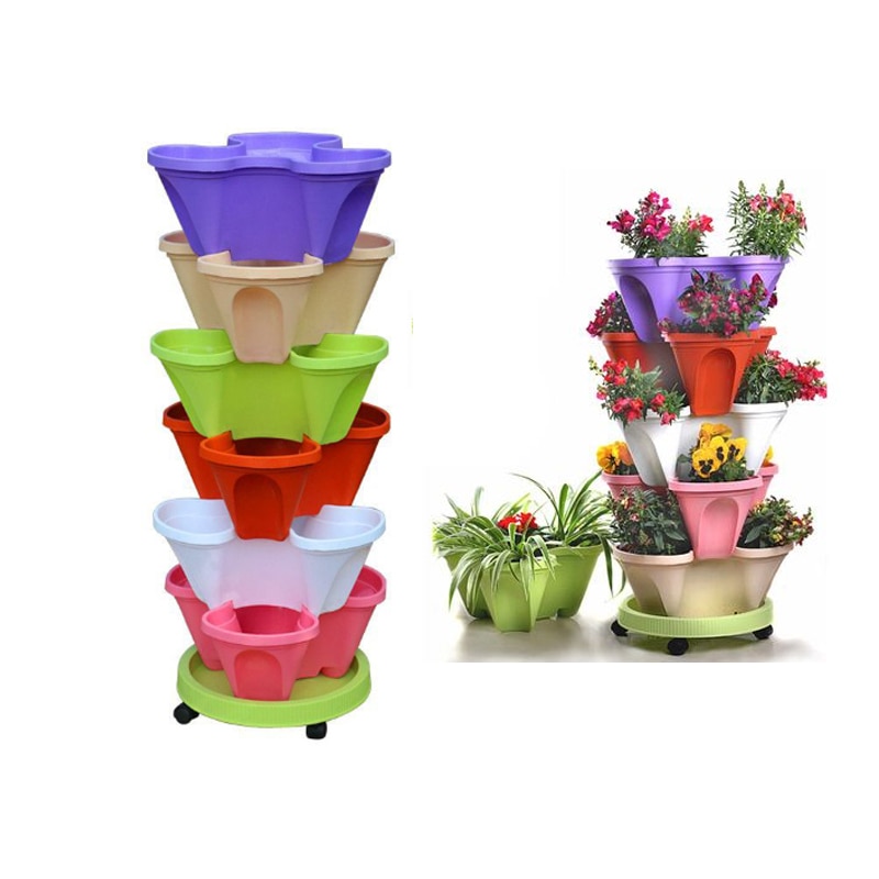 PP three-dimensional three-petal flower/strawberry pot multilayer stacking cultivation pot vegetable melon fruit planting pot