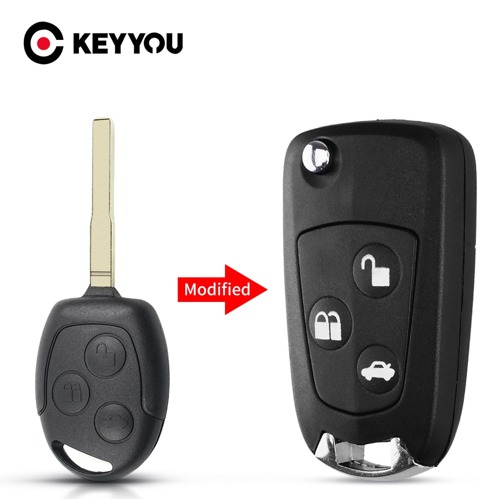 Keyyou Auto Gewijzigd Flip Remote Key 3 Knoppen FO21 HU101 Fob Shell Voor Ford Focus Mondeo Fiesta C-MAX Fusion Transit ka Key Case