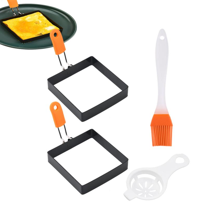 Anillo para freír huevos de acero inoxidable, molde cuadrado antiadherente para panqueques, Muffins, tortilla, herramienta para freír huevos, accesorios de cocina