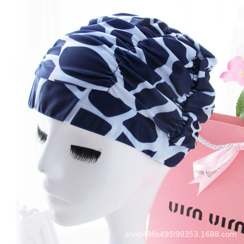 1Pc Hoge Elastische Badmuts Mannen Vrouwen Gratis Grootte Solid Bloemen Gedrukt Lange Haar Sport Zwemmen Zwembad Hoed Nylon tulband: 18