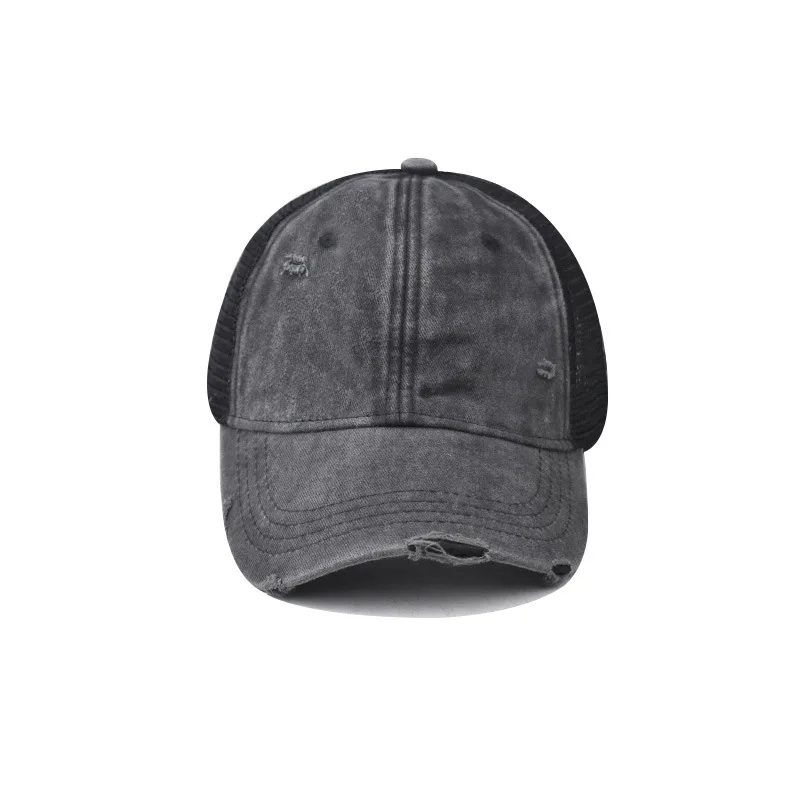 Gorra de béisbol lavada de malla de algodón transpirable para hombre y mujer, gorra de tabla ligera rasgada antigua, sombrero Vintage de primavera y verano