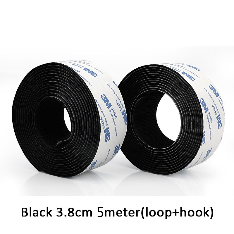 5Meter/Pairs Strong Self adhesive Hook and Loop Fastener Tape nylon sticker velcros adhesive with Glue for DIY 20/25/30/38/50mm: Black 3.8cm