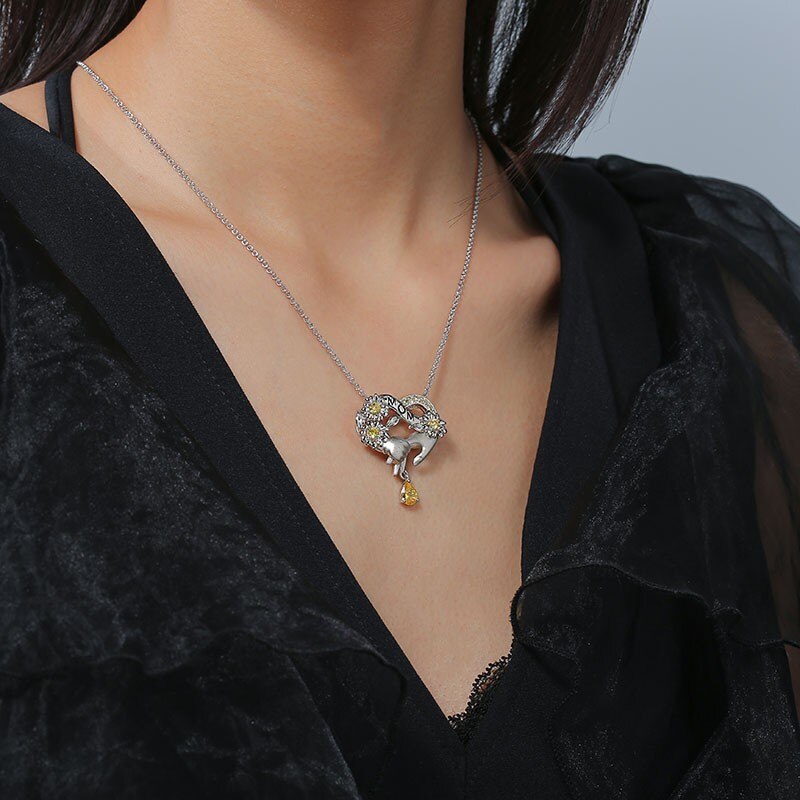 Squisita collana a cuore da donna madre e bambino mano nella mano ciondolo famiglia amore collana bella collana di fiori naturali