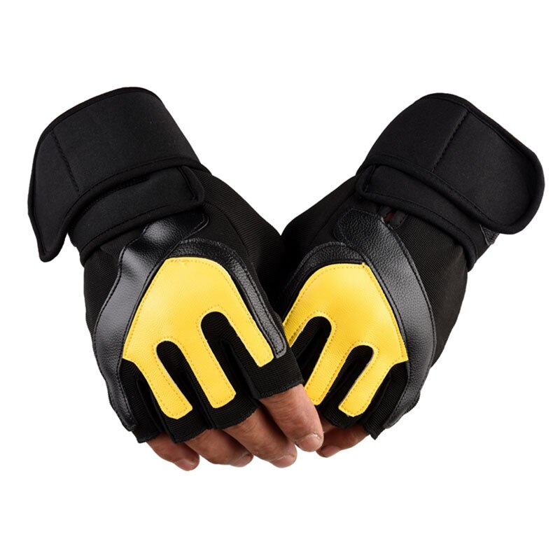MrY Mann Fitnessstudio Handschuhe Bodybuilding Crossfit Fitness Schwergewicht Sport Hantel Hantel Gewichtheben Sport Handschuhe Tieren Radfahren: Gelb
