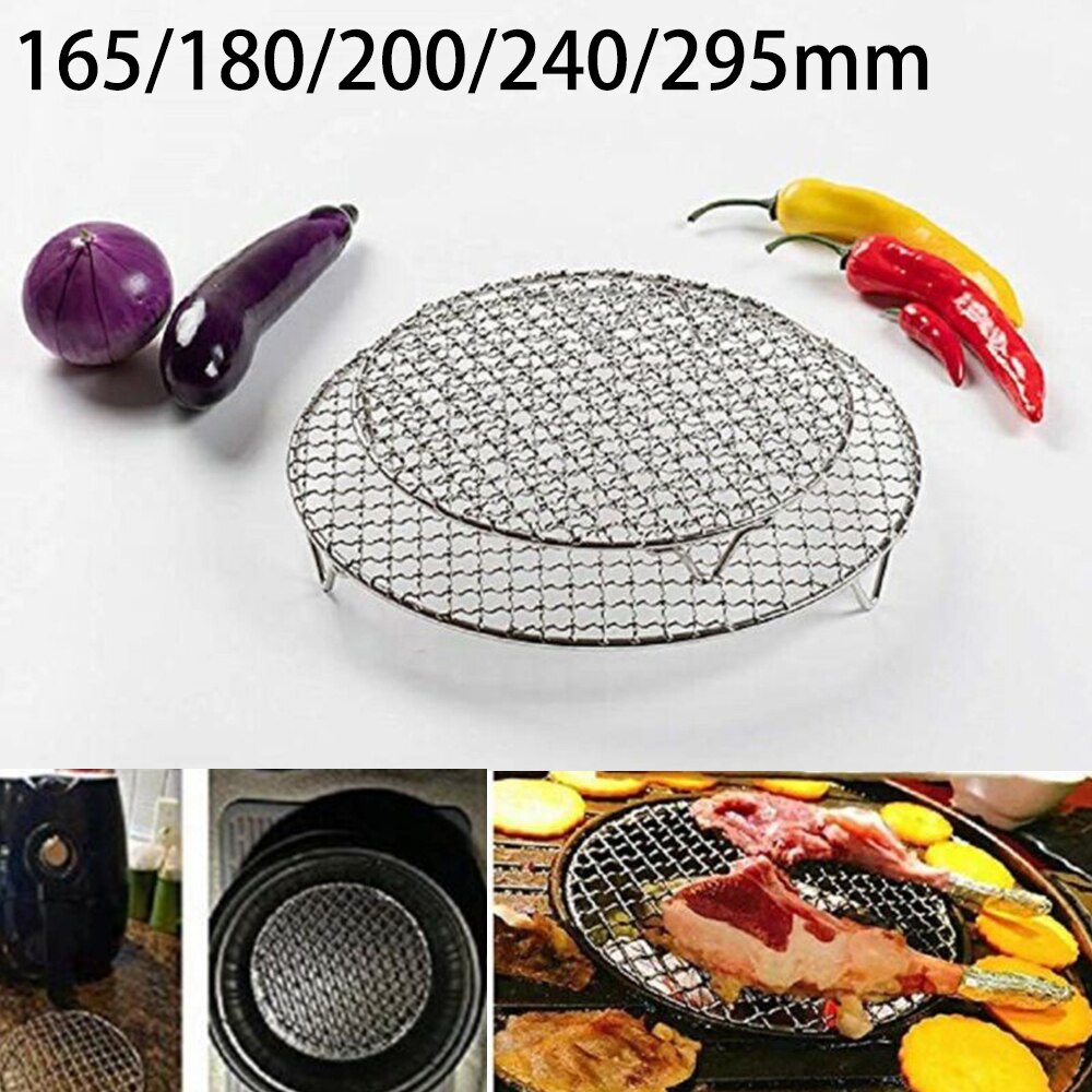 1pcs Round Cooling Baking Rack 304 Stainless Steel Wire Oven Grill Sheet 165mm/180mm/200mm/240mm/295mm BBQ Accessories Korean