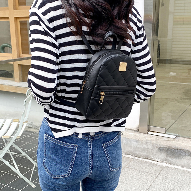 Mochila de ocio para mujer, mochilas pequeñas de PU para niñas, bolso de hombro con cremallera, mochila para mujer, Mini mochila escolar, bolsa de viaje