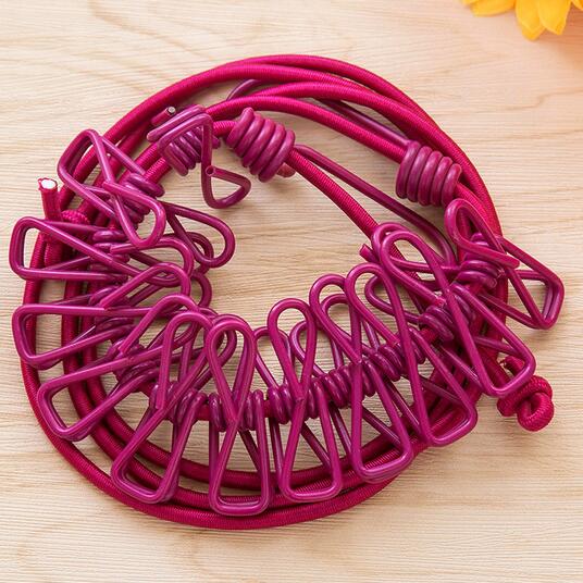 Garden Windproof Clothesline With Clips Travel Portable Hanger Clothes Rack Interior Space Hanger: plum