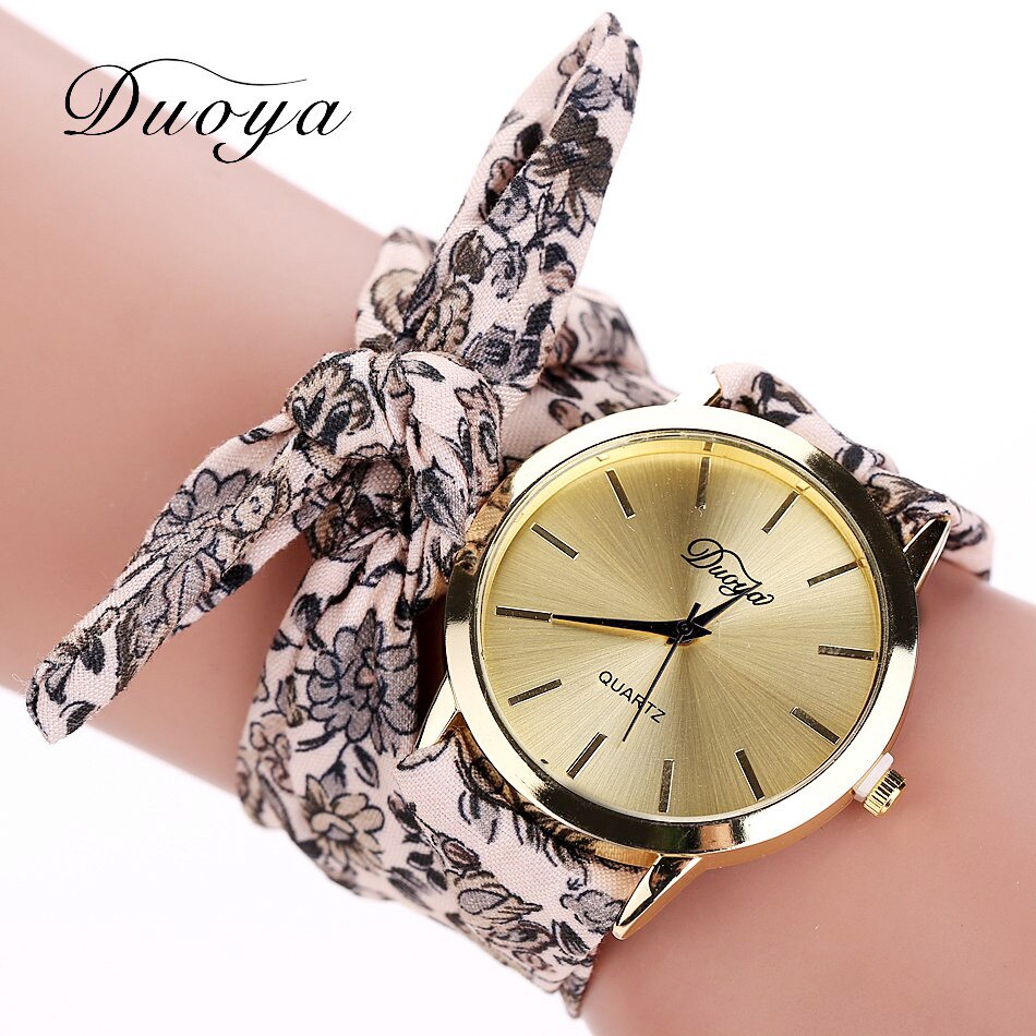 Women Watches Ribbon Floral Cloth Quartz Girl Dial Wristwatch Bracelet Bow Tie Relogio Feminino Zegarek Damski
