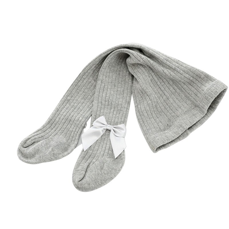Nette Bowknot Baby Mädchen Strumpfhosen Weiche Baumwolle freundlicher Strumpfhosen Einfarbig Baby Mädchen Zeug Frühling Herbst Kleinkind Kleinkind Strümpfe: grau