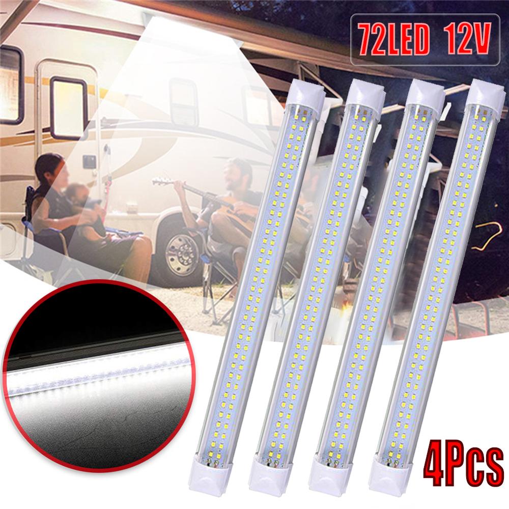 4X 72 LED Interior Light Strip Bar Car Van Bus Caravan ON/OFF Switch 12V 12 VOLT