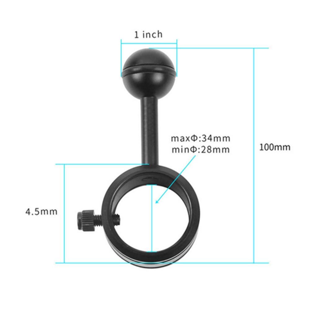 Undervandsdykning dykning fotografering lommelygte kuglehoved mount beslag klip tilbehør 28-34mm