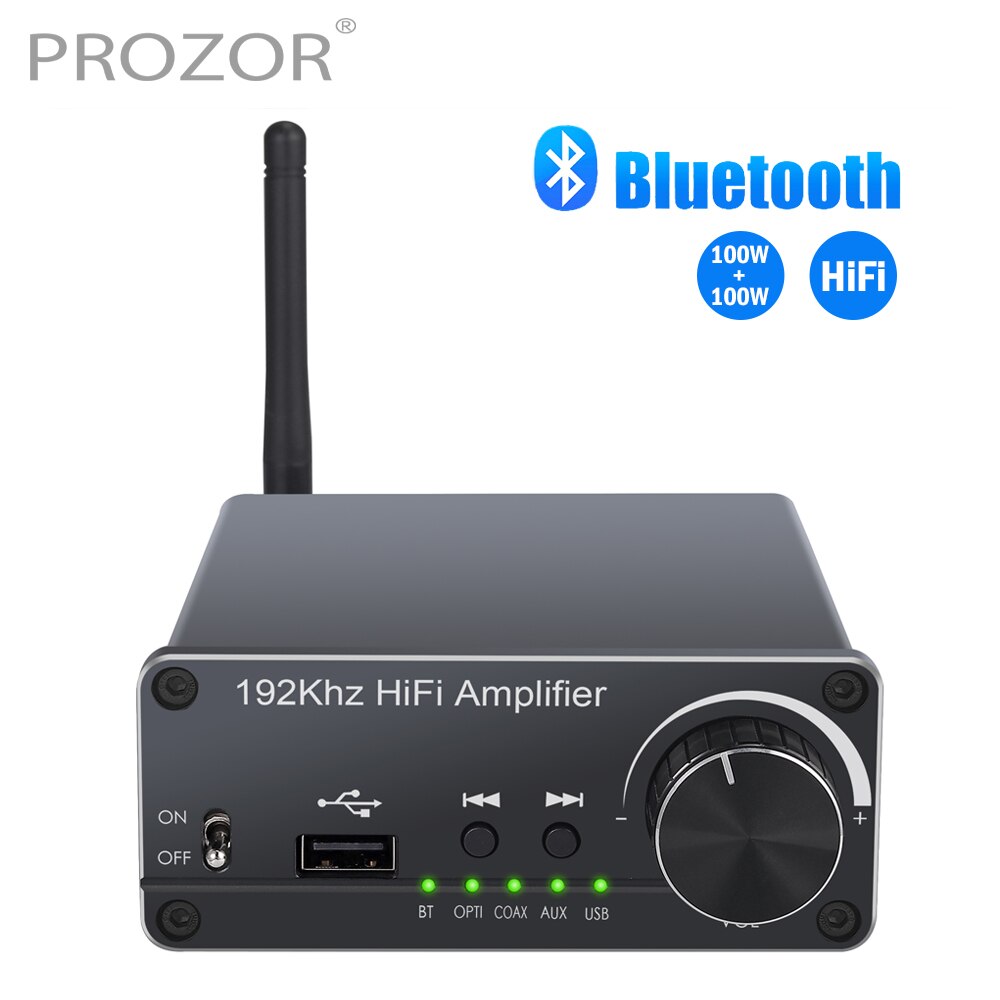 Bluetooth-Compatible HiFi Digital Sound Power Amplifier TPA3116D2 Stereo Audio Amp DAC Optical Coaxial USB to Analog 100W + 100W
