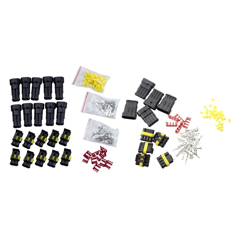10 Kit 2 Pin Way Waterproof Electrical Wire Connector Plug & 5 Kit 4 Pin Way Waterproof Electrical Wire Connector Plug